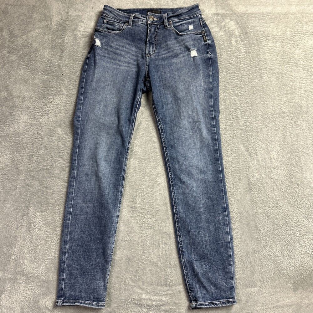 Silver Jeans Co Womens Avery Skinny Stretch Y2K Distressed Mid Rise 28/29